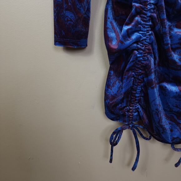 Wild Fable Long Sleeve Ruched Velvet Bodycon Dress in Purple Marble Size L - Picture 6 of 12